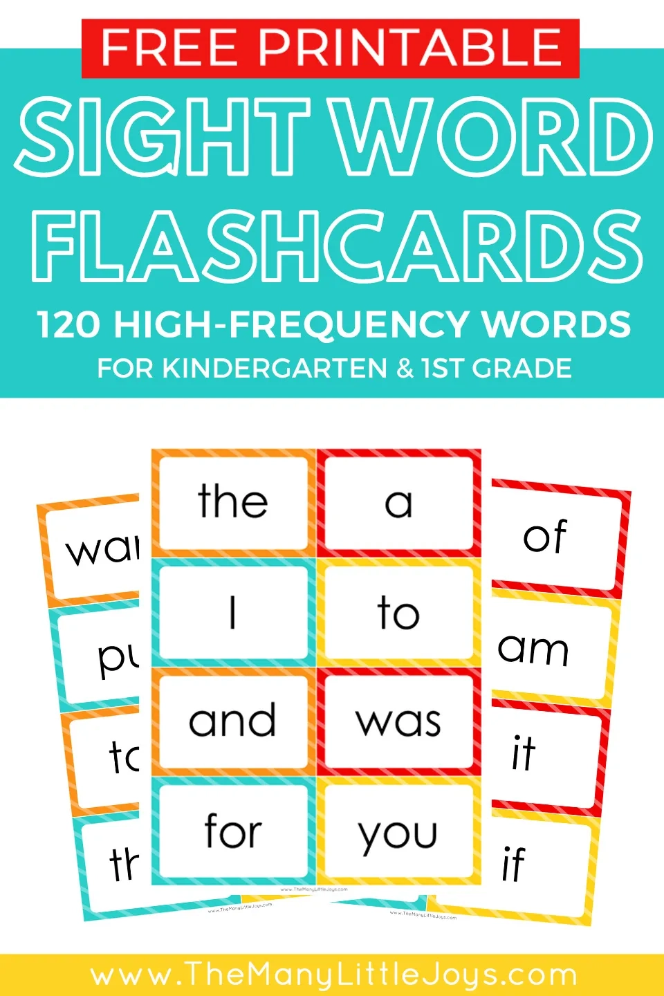 Free Printable Sight Word Flash Cards To Help Kids Learn To Read 