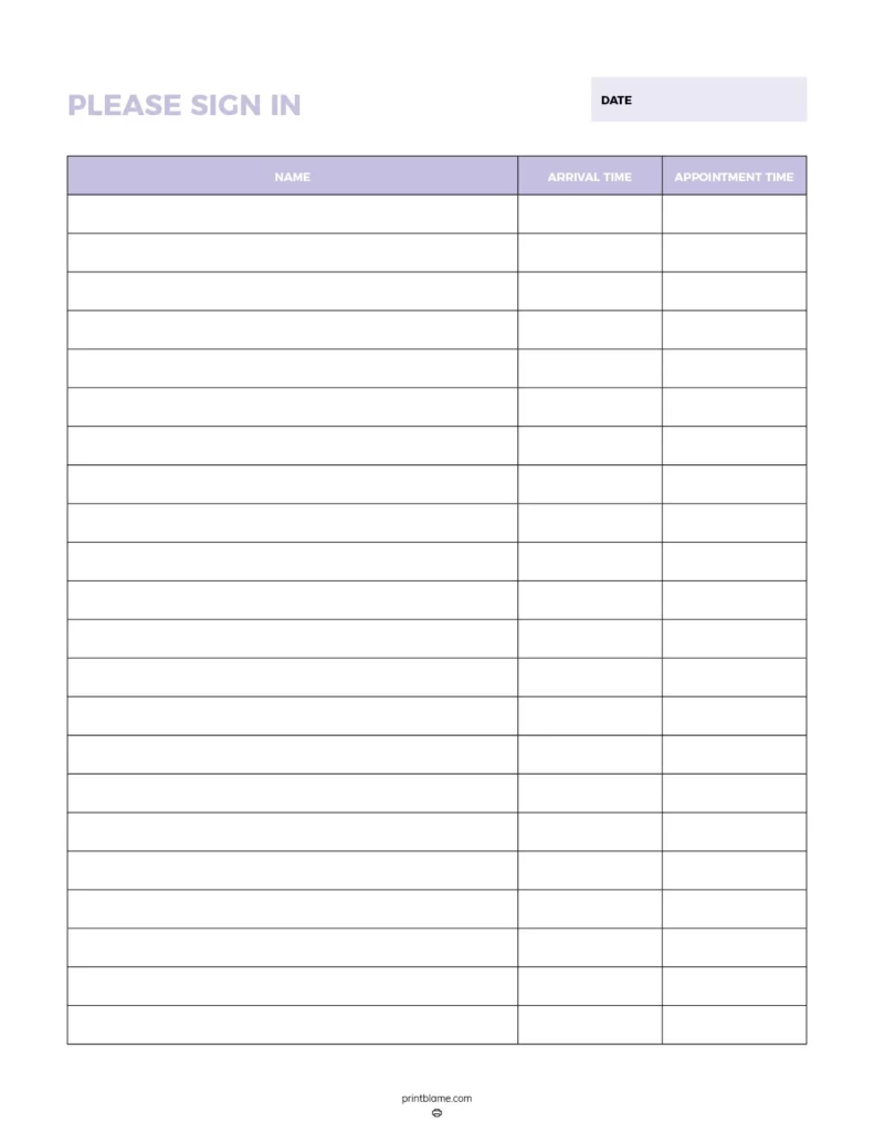 Free Printable Sign In Sheets 24 Sign In Sheet PDFs
