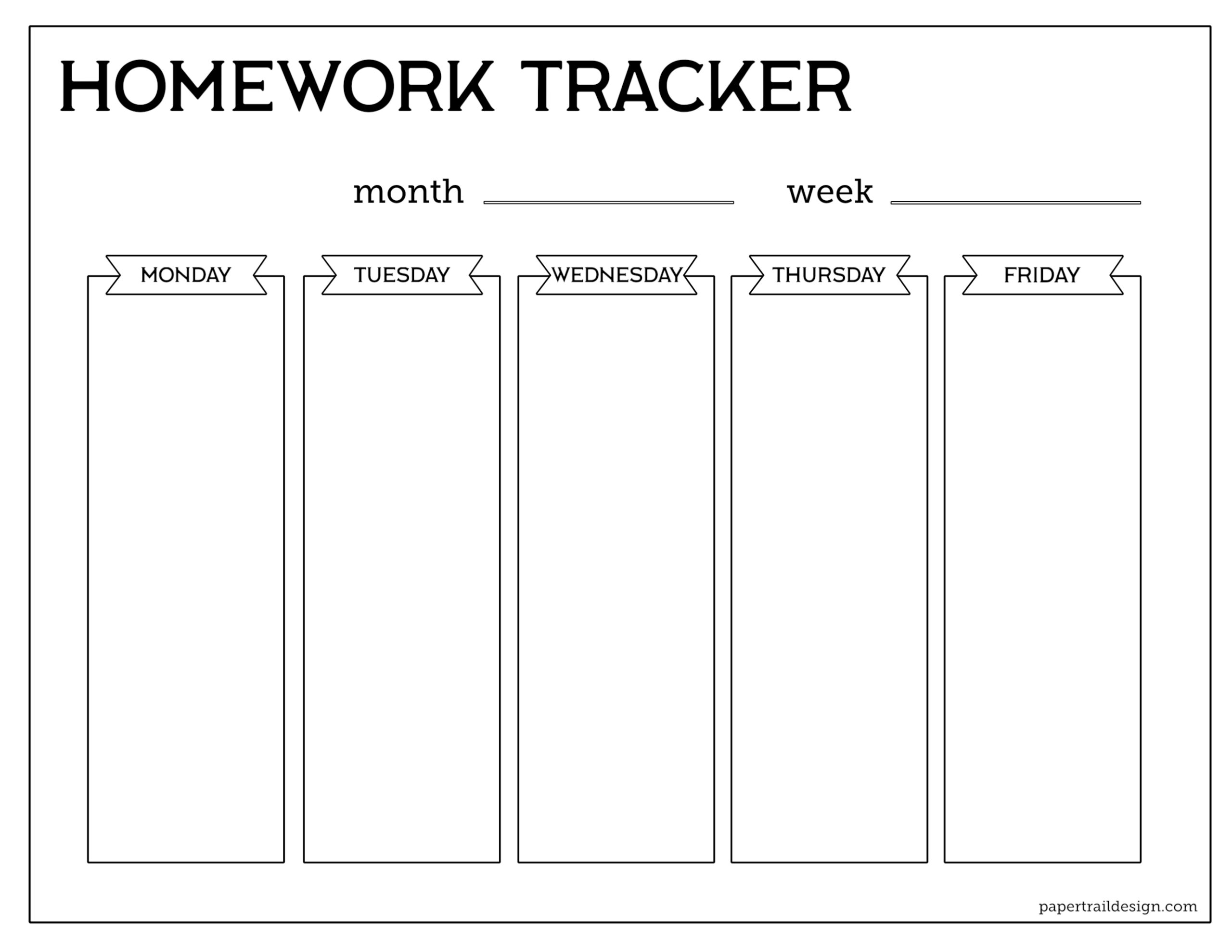 Free Printable Homework Sheet Template