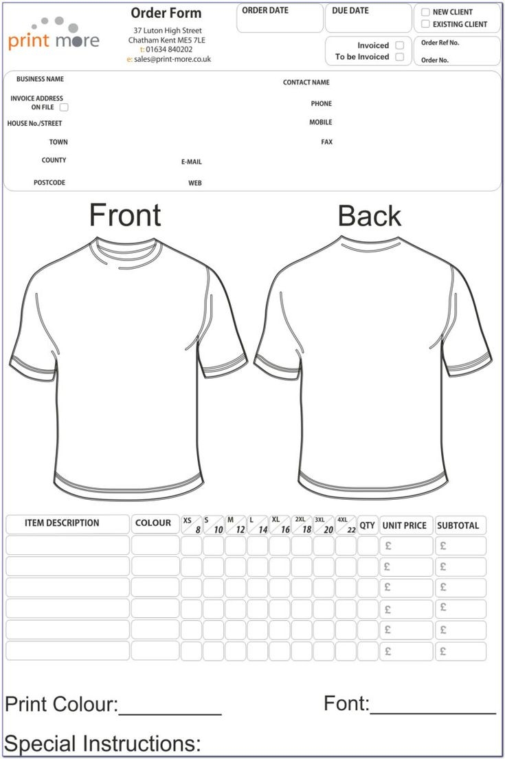 Free Printable T Shirt Order Form Templates Form Resume Within 