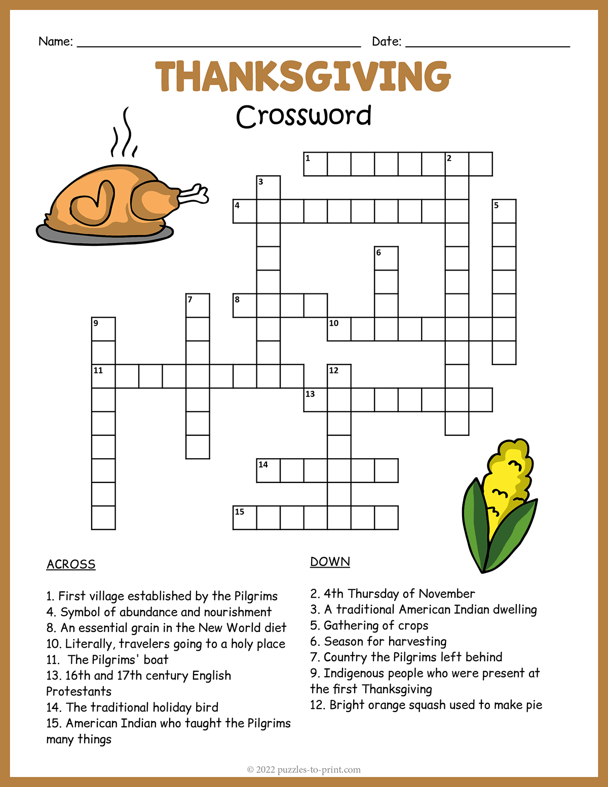Thanksgiving Day Puzzles Printable