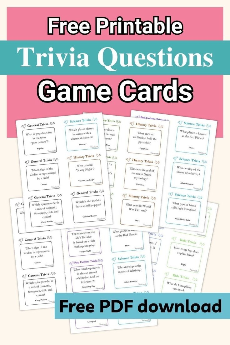 Free Printable Trivia Game PDF Plus 200 Best Trivia Questions 