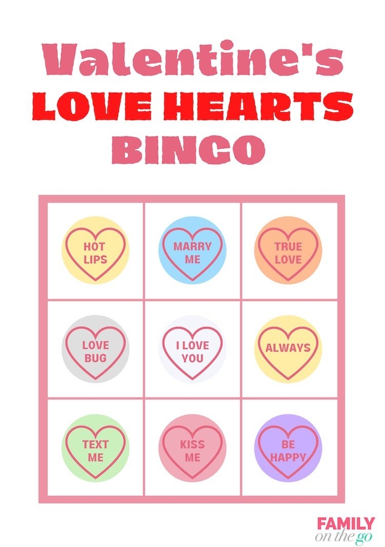 Free Printable Valentine s Love Heart Bingo Cards Family On The Go