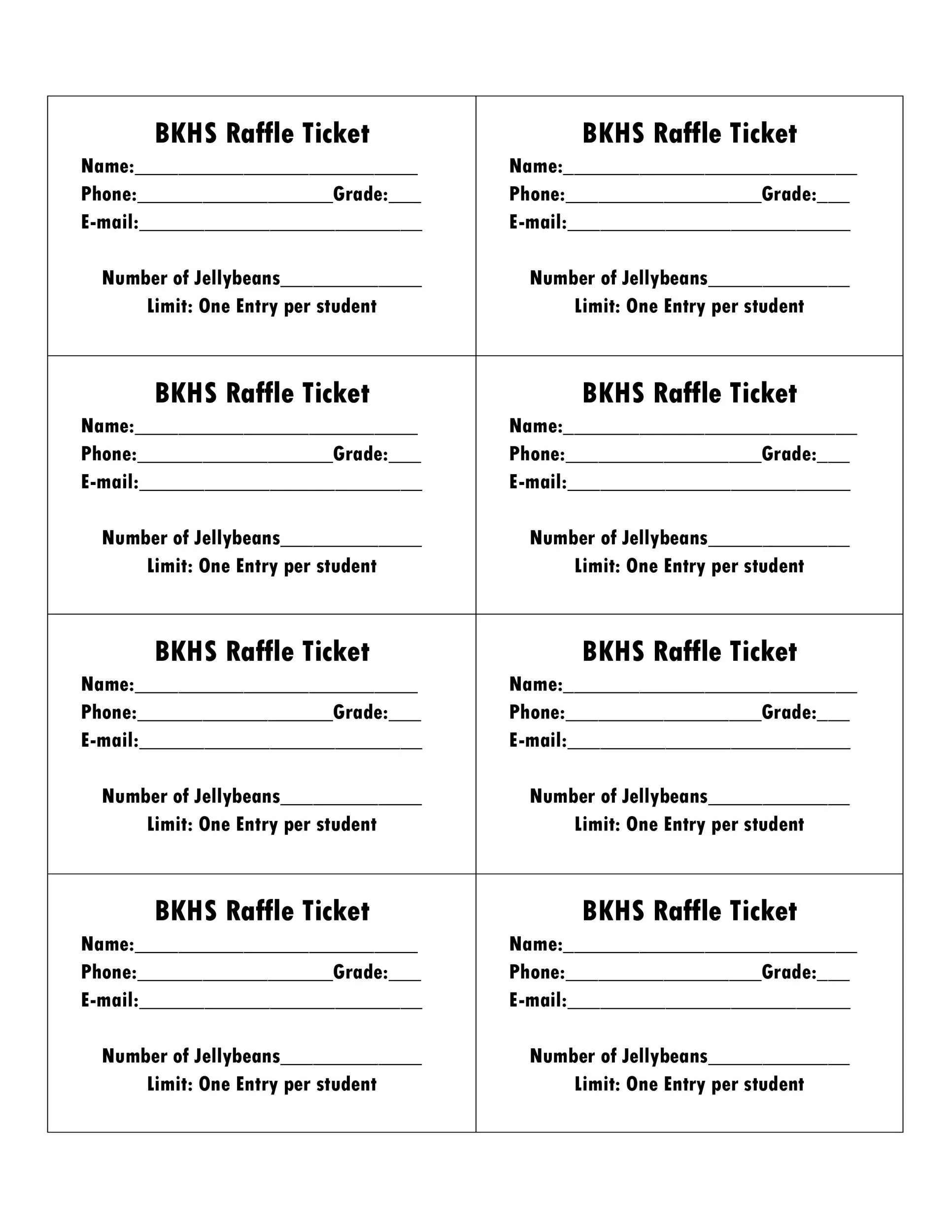 Free Raffle Tickets Printable