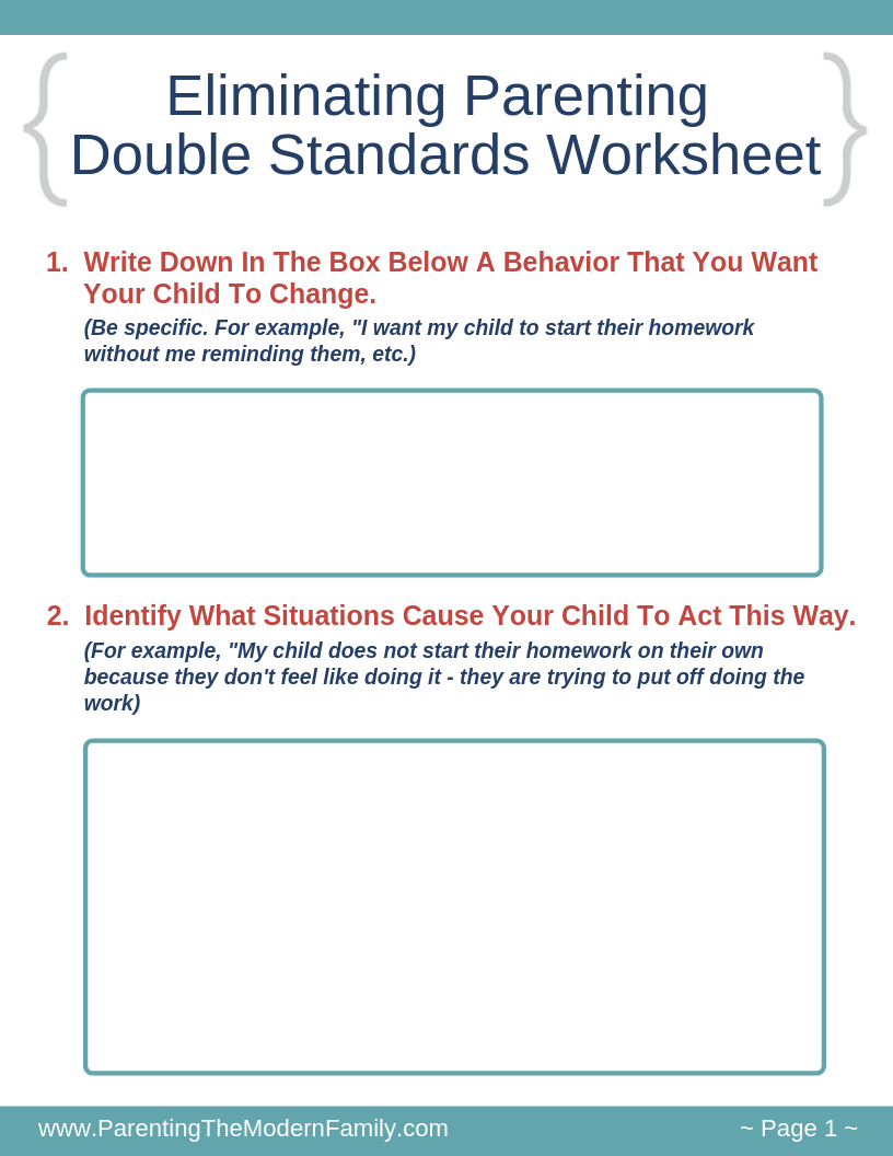 Free Printable Parenting Worksheets