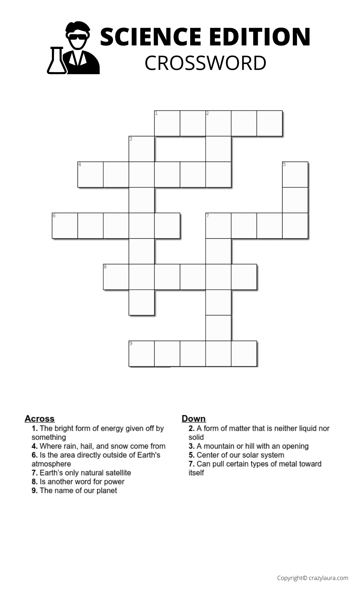 Printable Crossword Puzzles Science