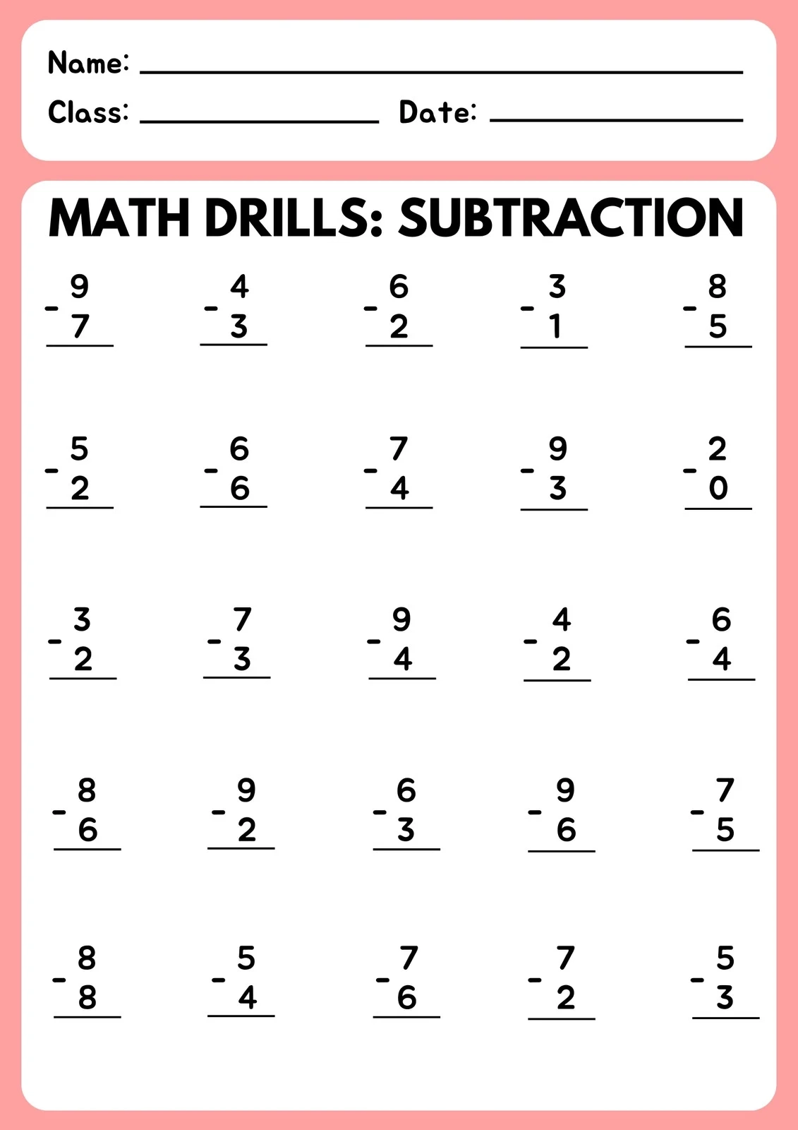 Adding And Subtracting Worksheets Printable