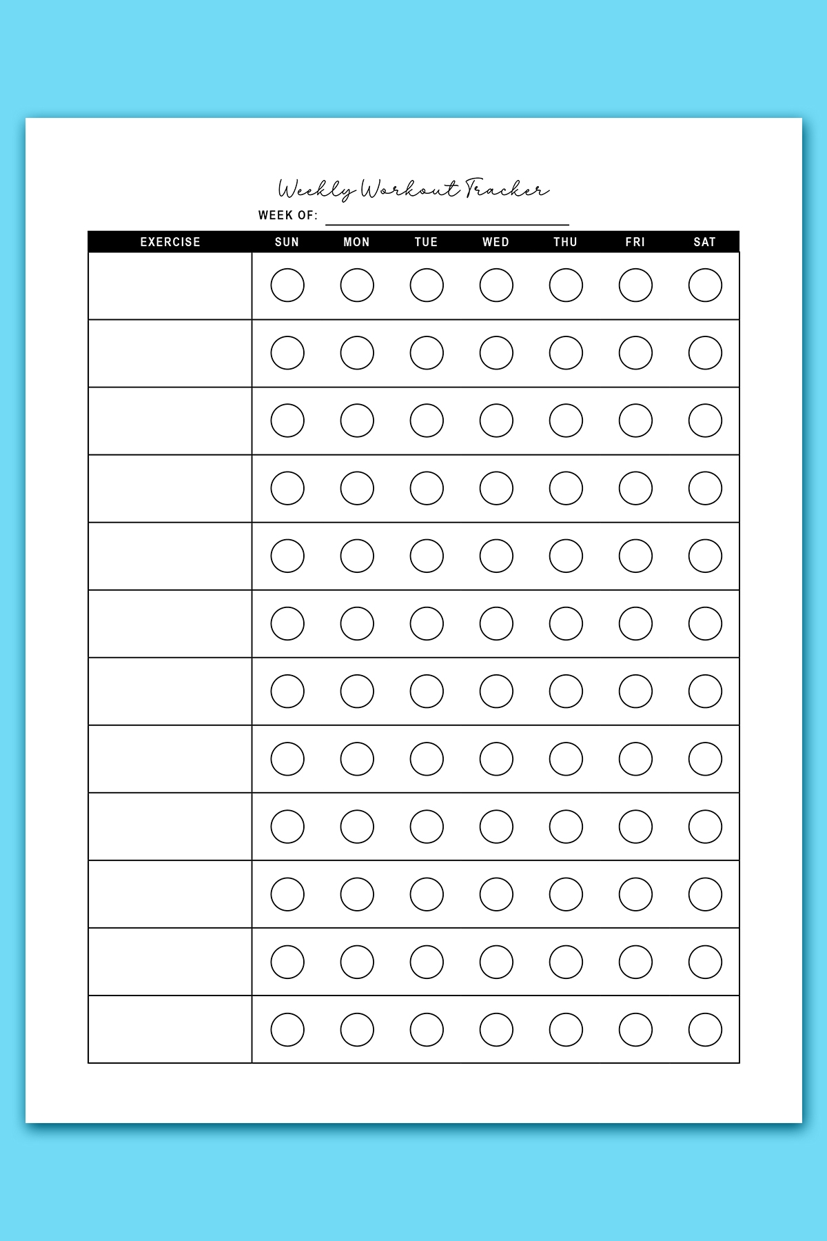 Free Workout Log Printable Sheets Daily Weekly amp Monthly