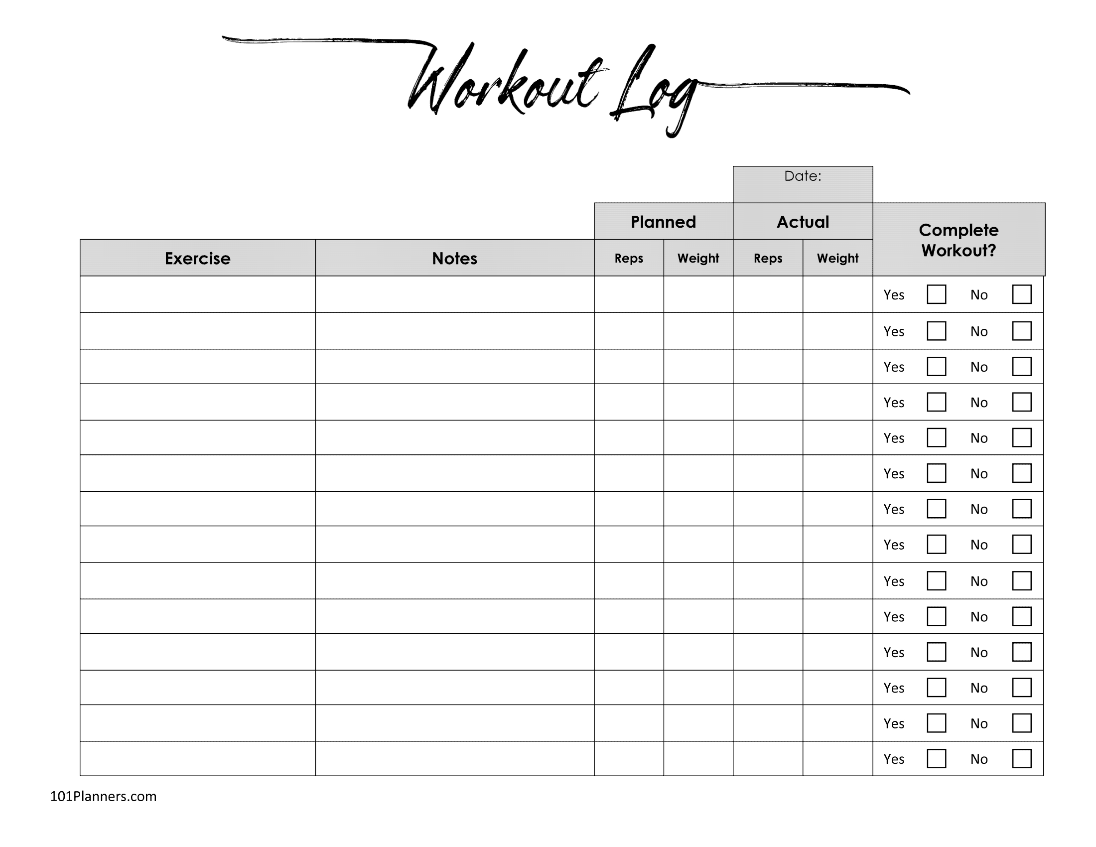 FREE Workout Tracker Printable Customize Online amp Print