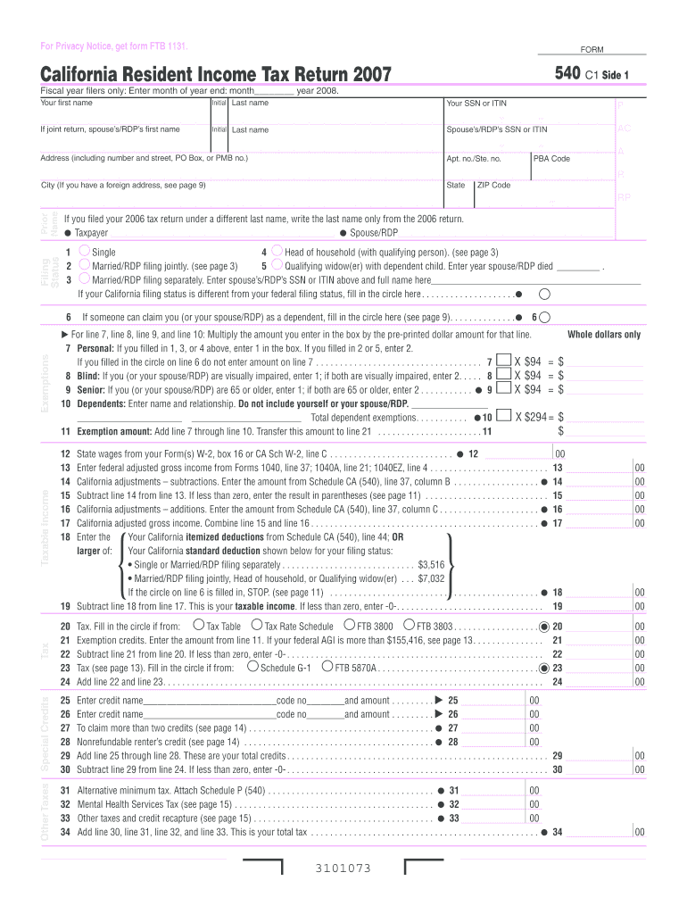 Ca Irs Form 540