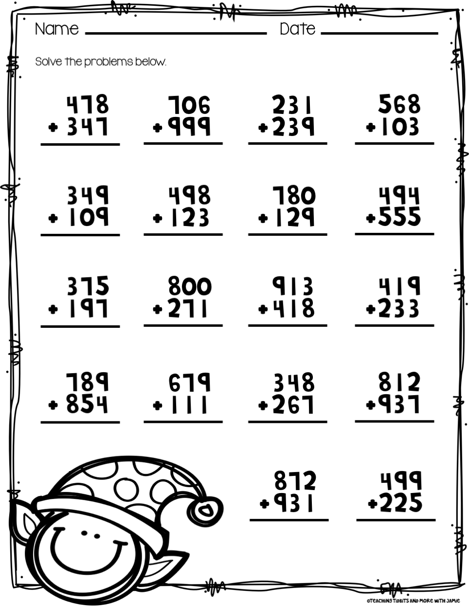 Fun Math Worksheets For Third Graders Engaging Activities For 