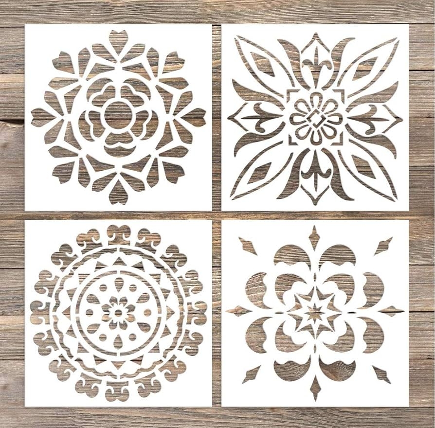 G GSS Designs GSS Designs Pack Of 4 Wall Stencils 6x6 Inch Laser 