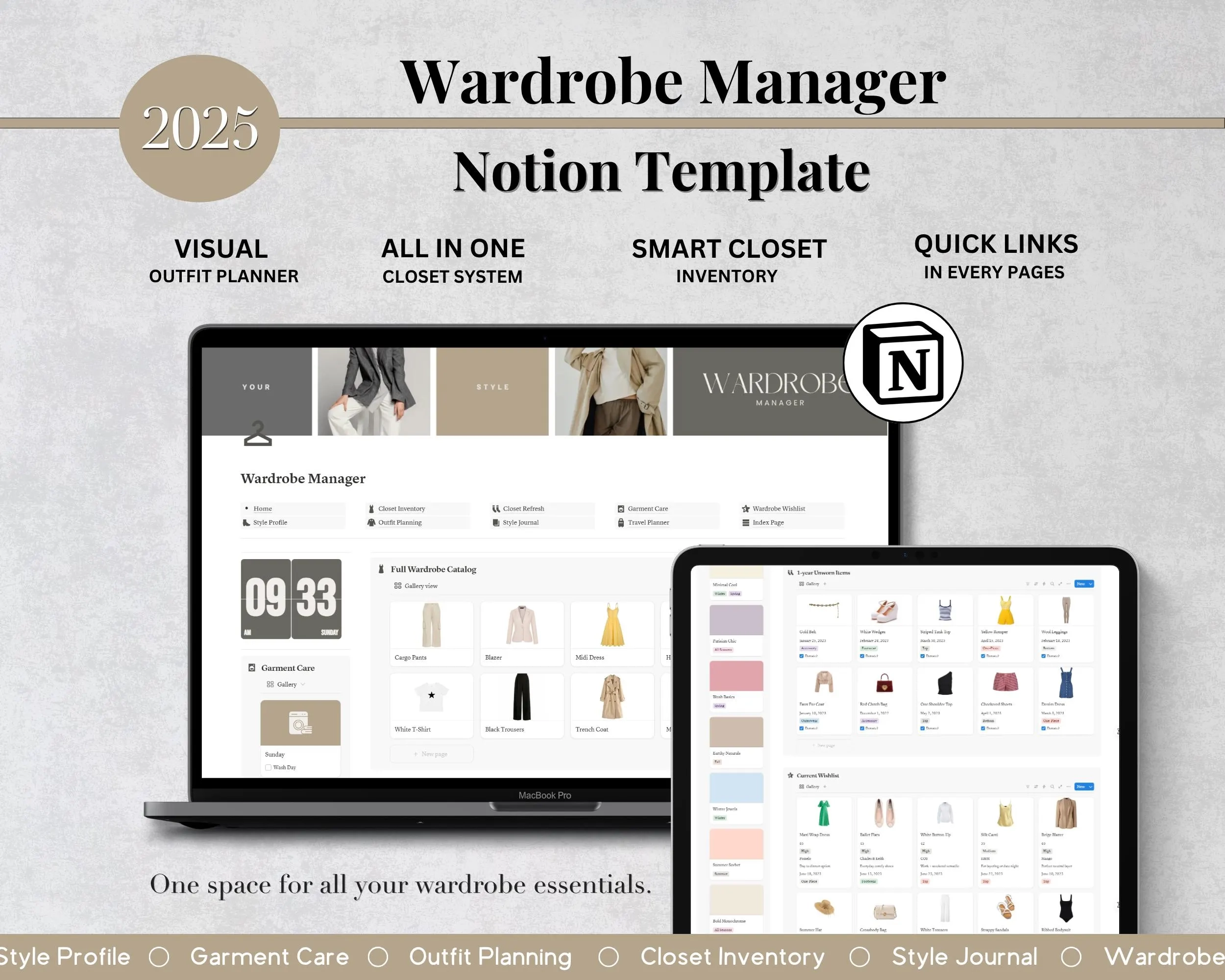 Garderoben Manager Notion Planner Notion Vorlage Notion 