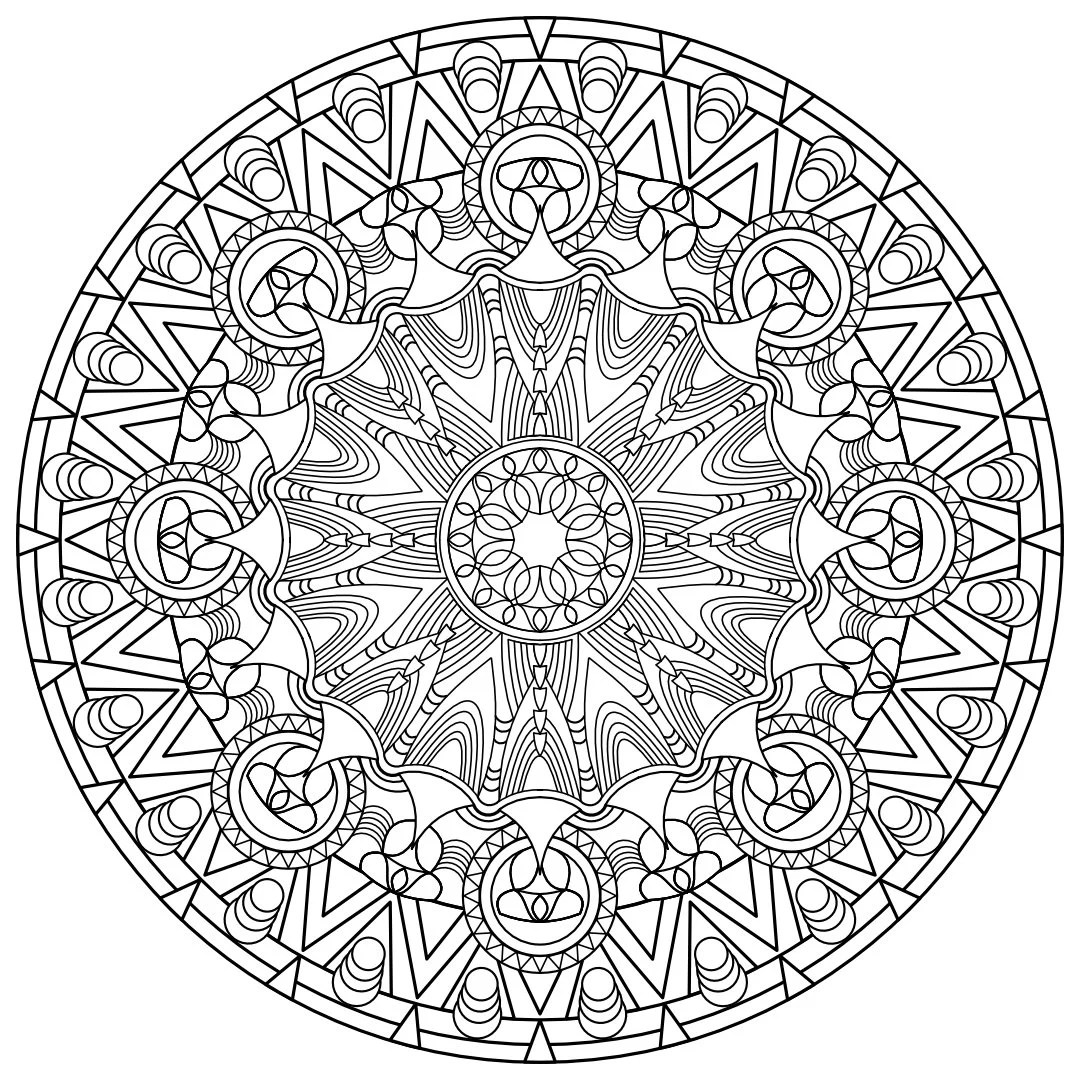 geometric mandala coloring pages ornate adult designs pdf etsy