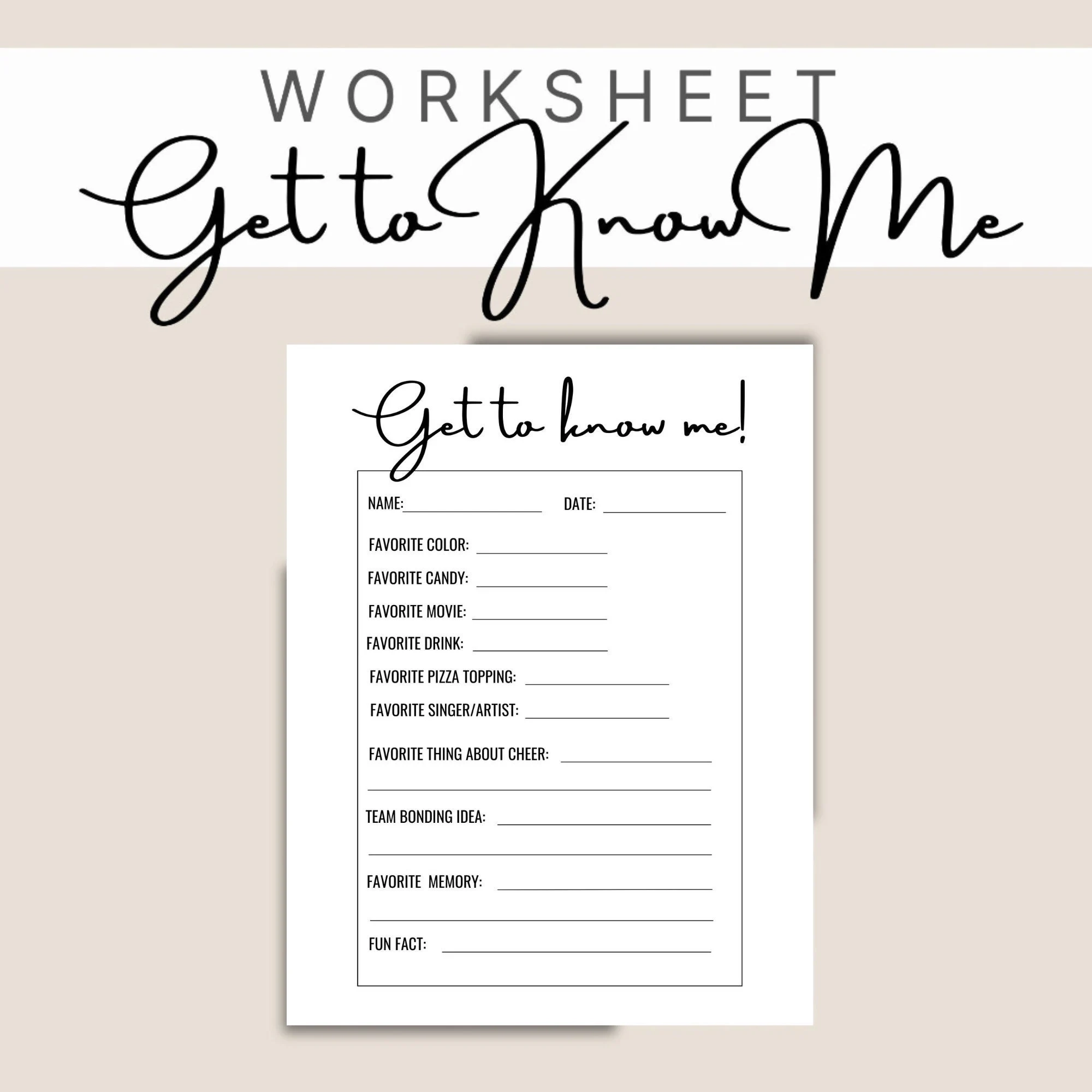 Get To Know Me Worksheet Ice Breaker Printable Back to school 