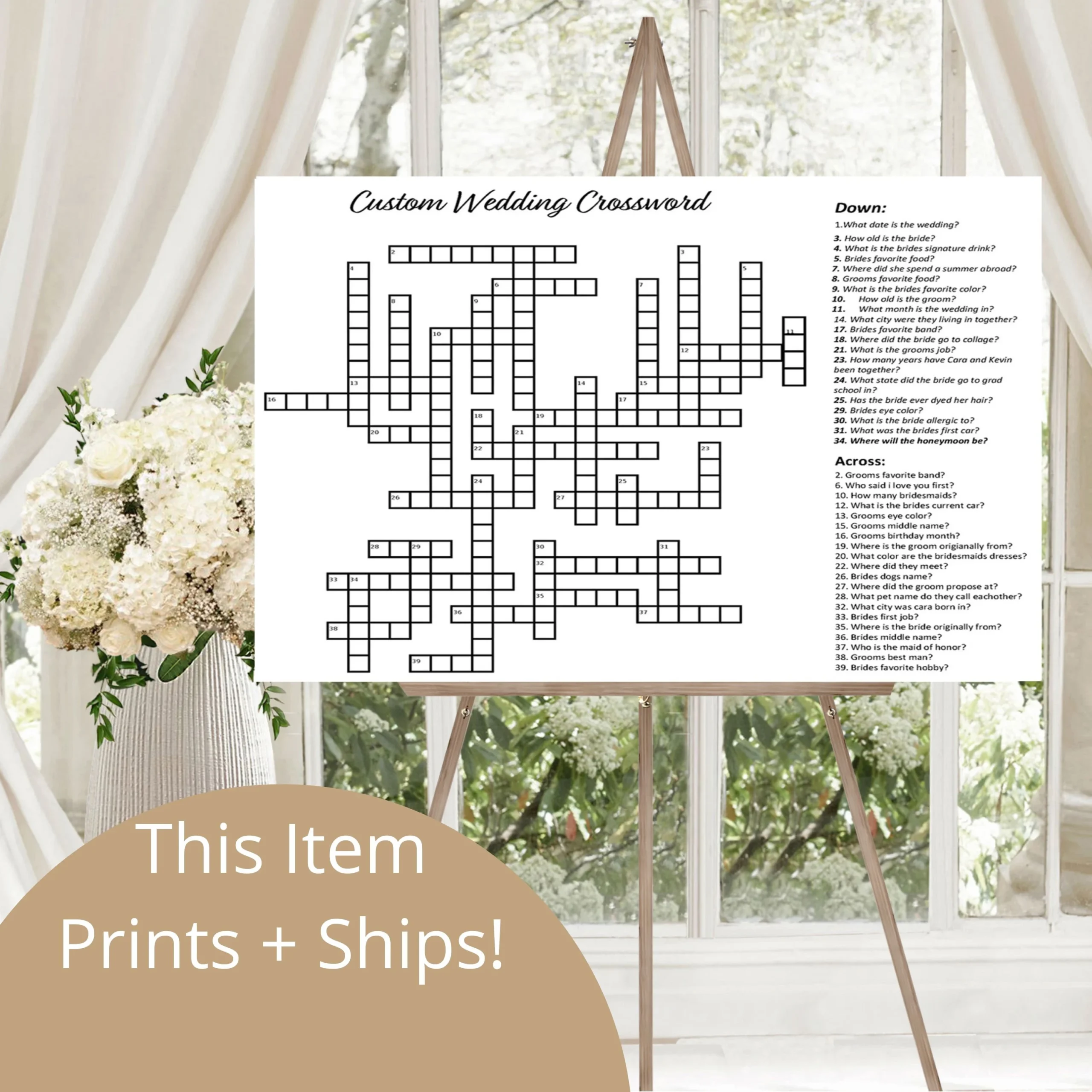 Giant Custom Crossword Puzzle Crossword Puzzle Wedding Activity 