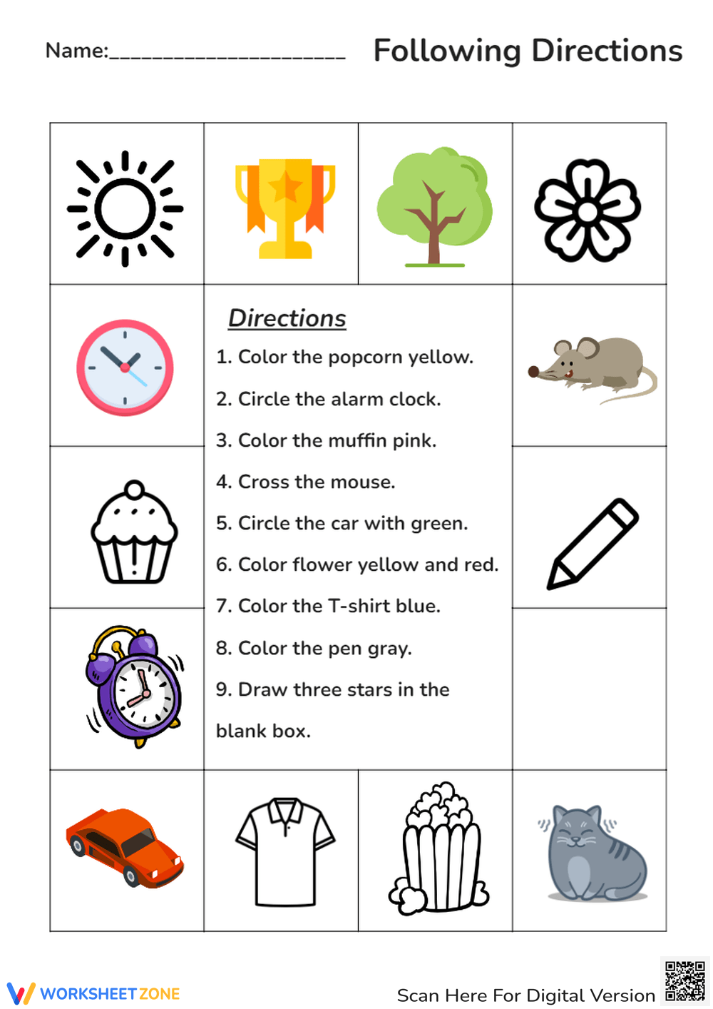 Grade 1 Following Directions Worksheets