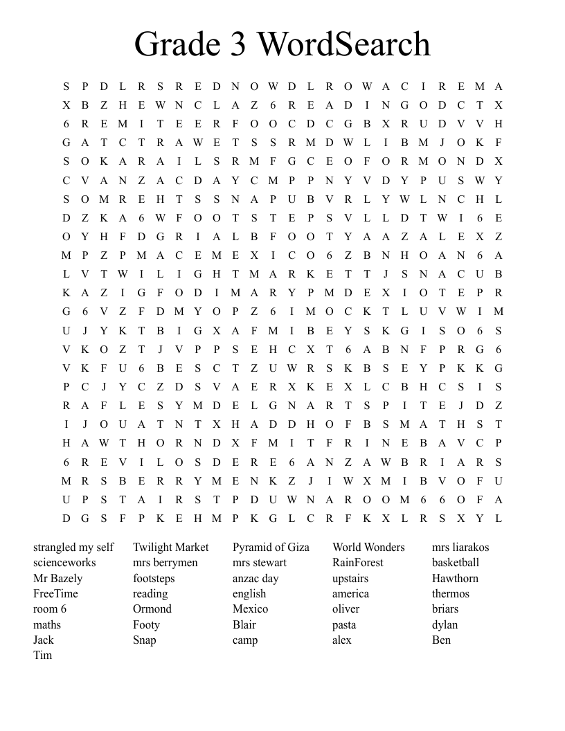 Crossword Puzzles Grade 3