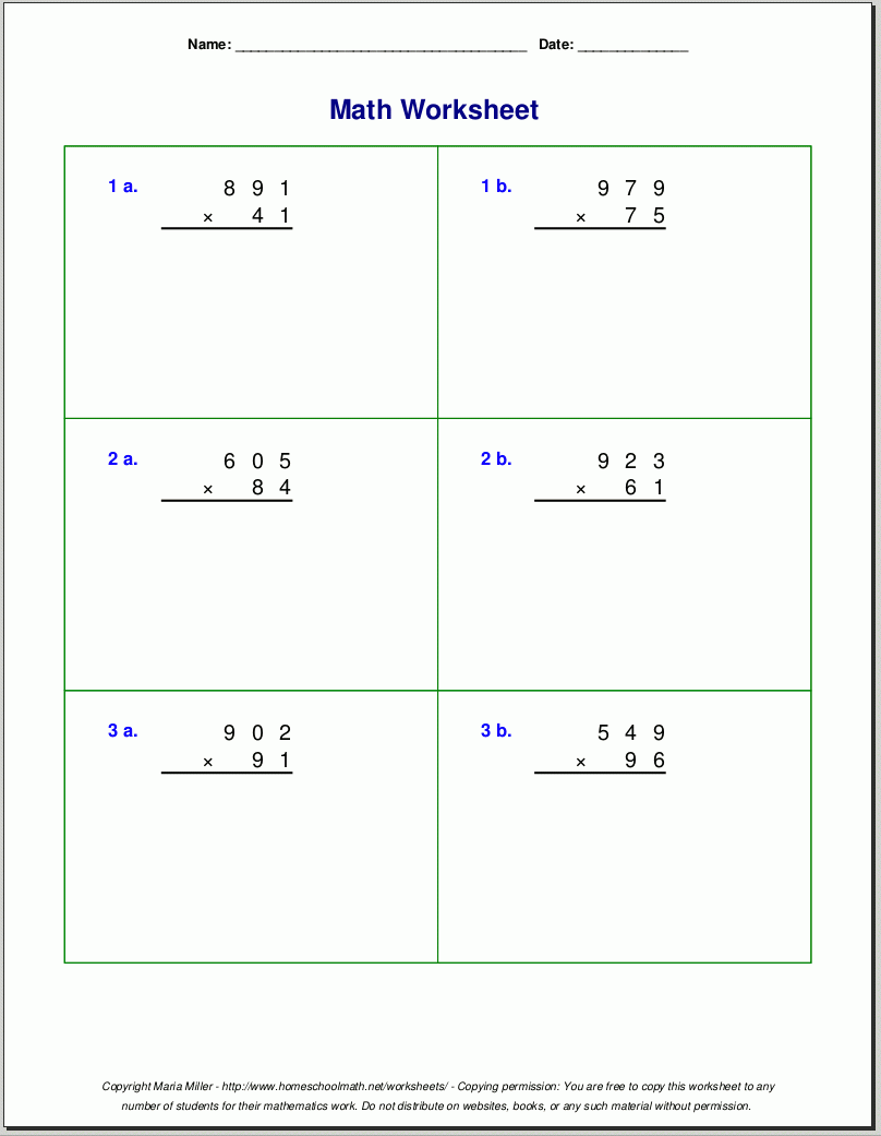 Multiplication Worksheets Grade 5 Free Printable
