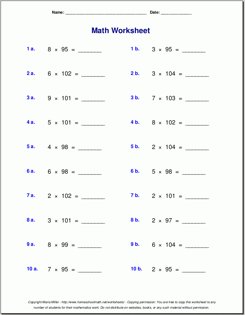 Printable Math Worksheets