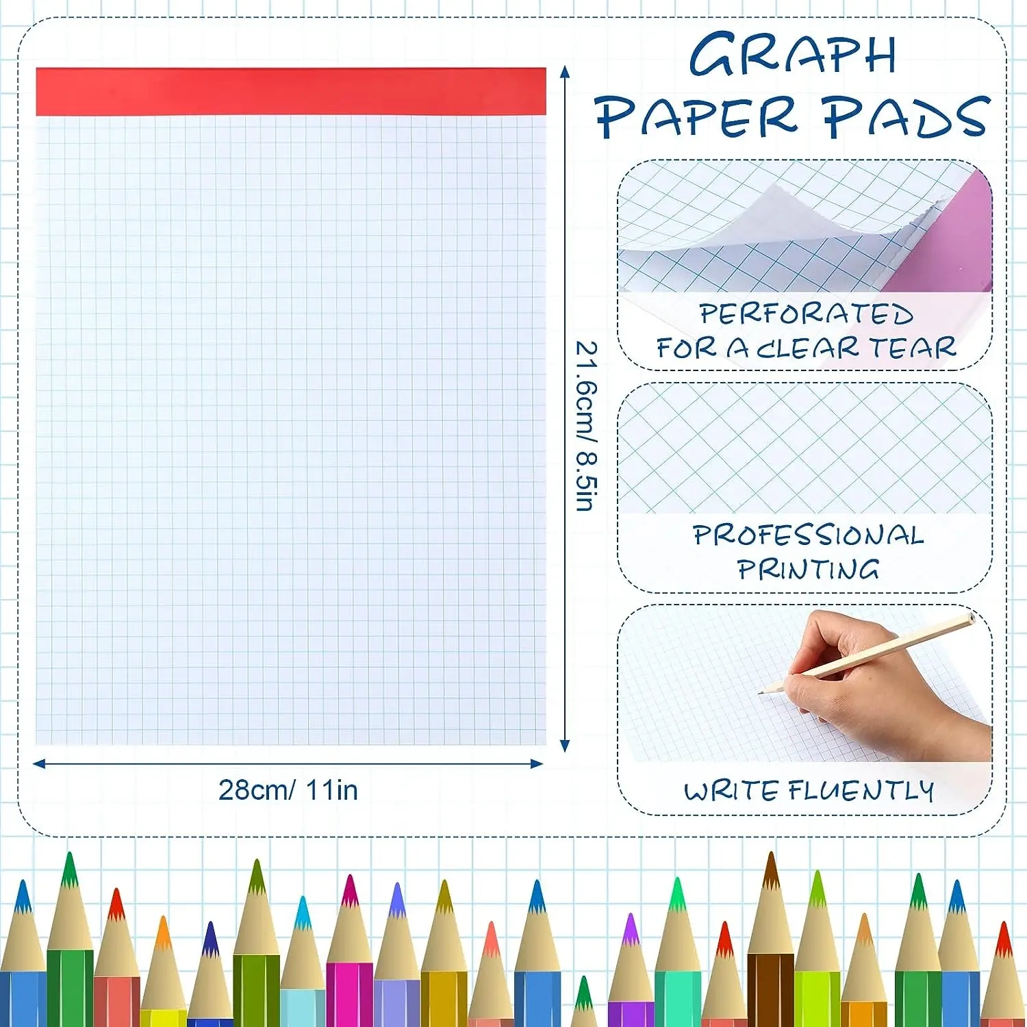 Graph Paper 8 5x11 Zoll Letter Size Grid Paper Ruled Note Pad 