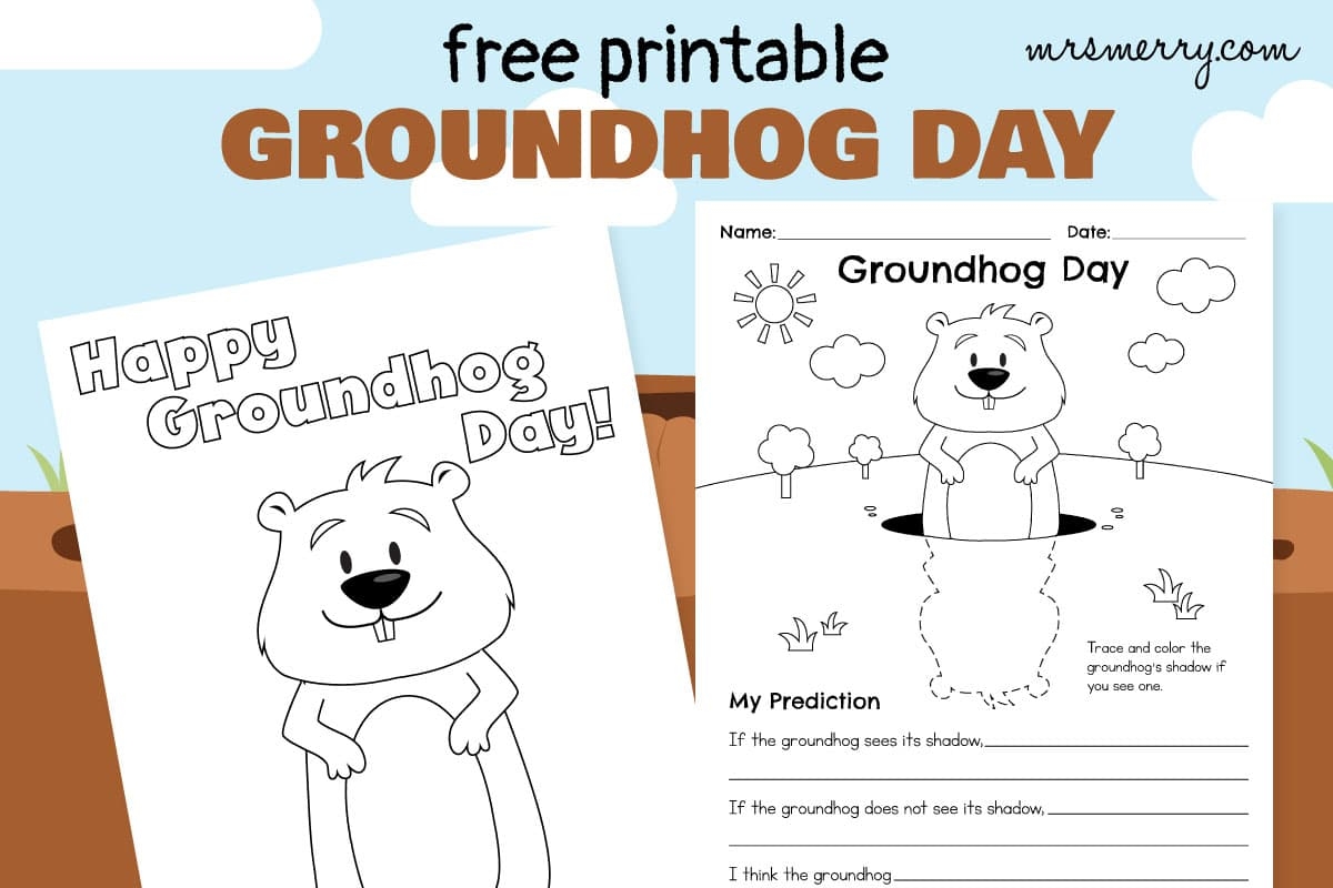 Groundhog Day Free Printable amp amp Coloring Page Mrs Merry 