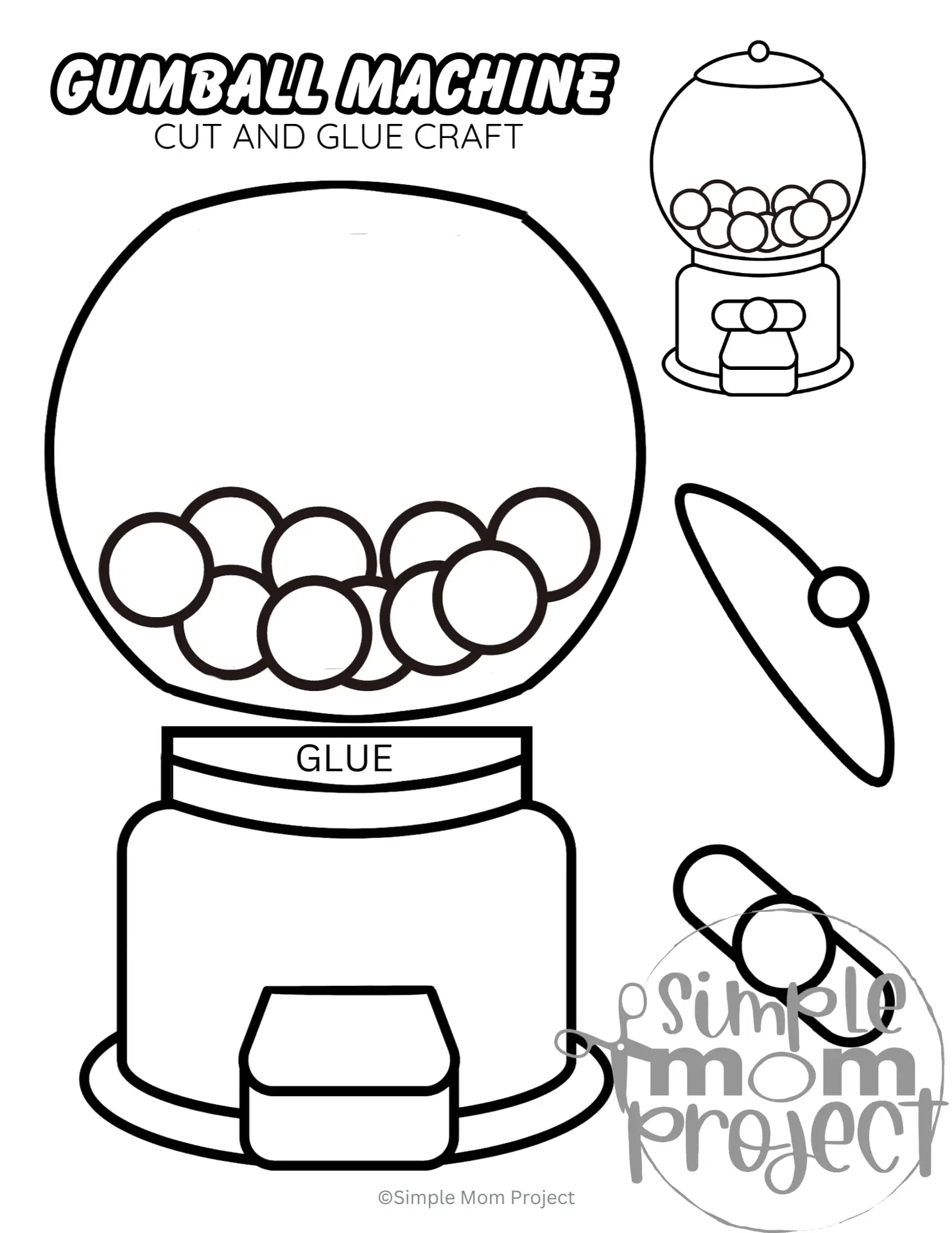 Gumball Machine Craft Printable Cut amp Paste Activity For Kids 