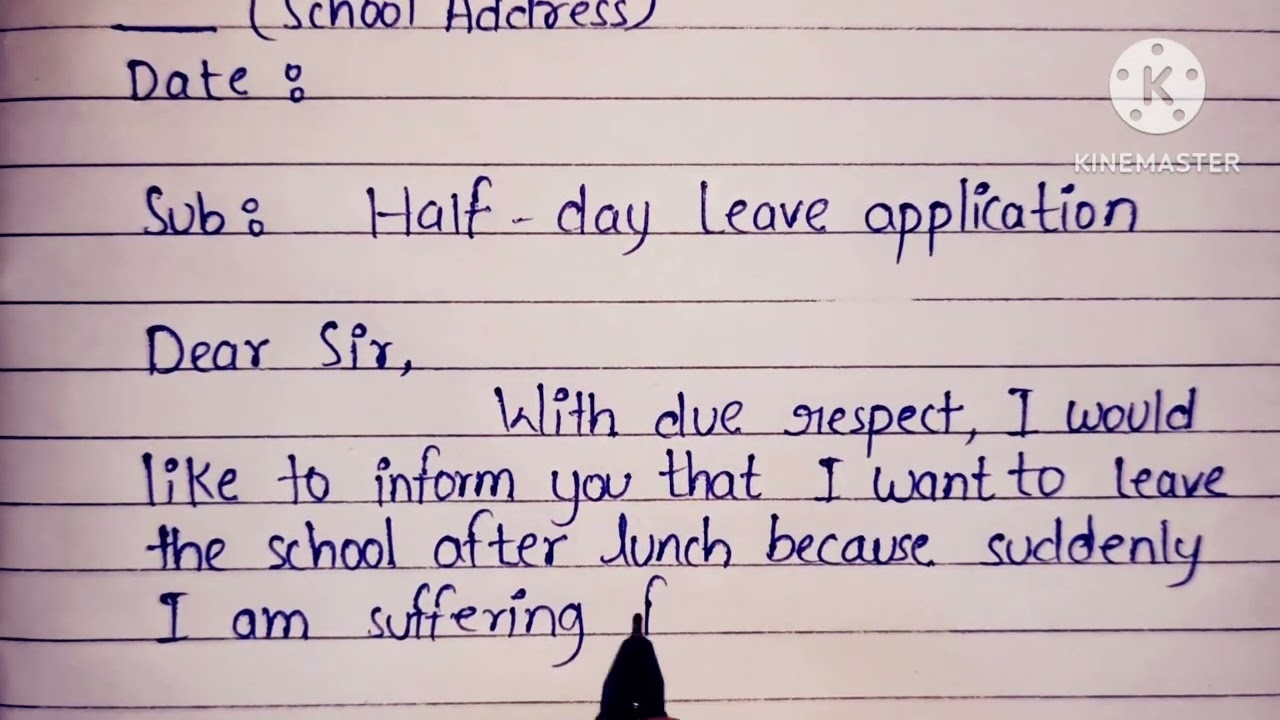 Half Day Leave Application For School College leave Application 