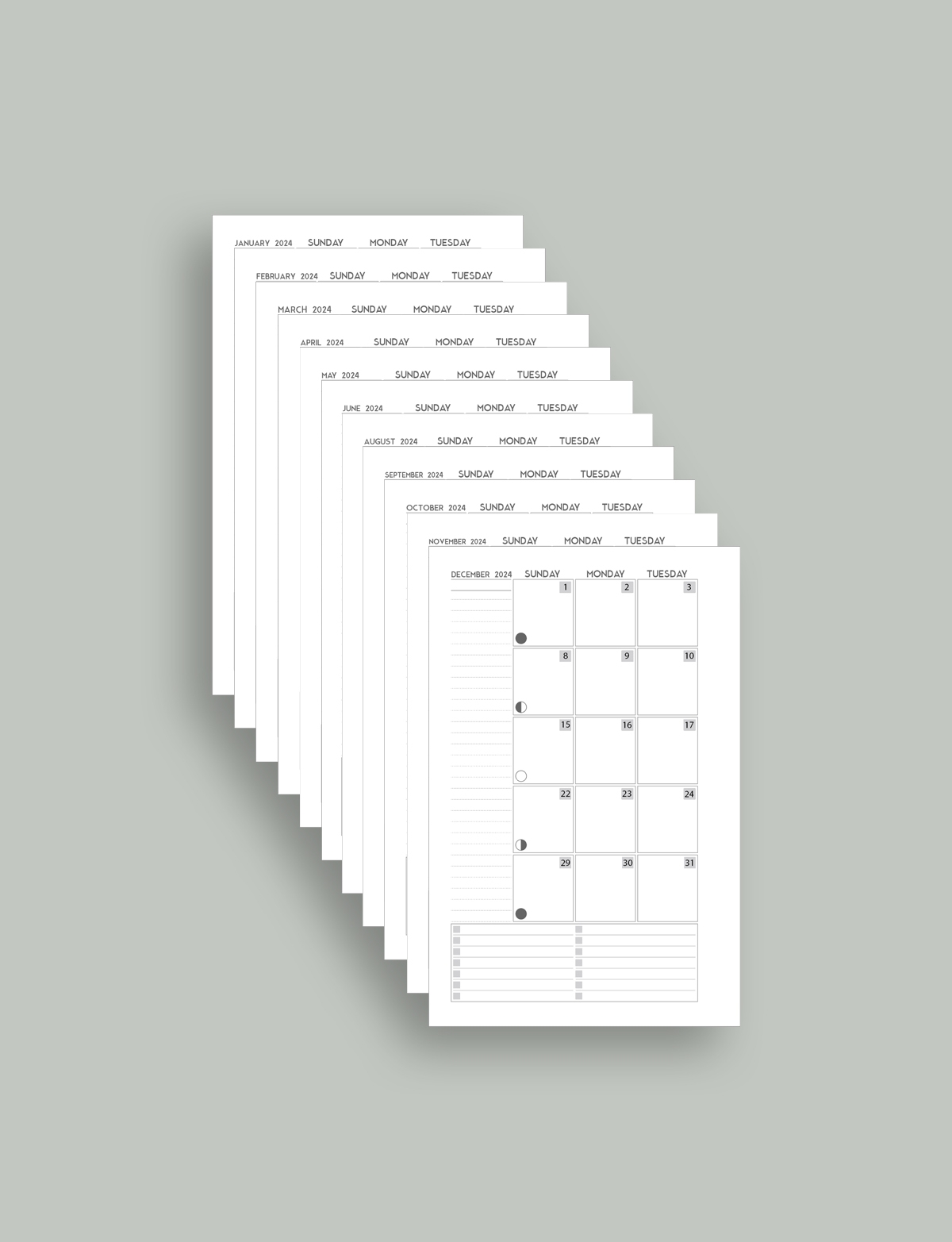 Half Letter 5 5 X 8 5 2024 Calendar Template PDF Download