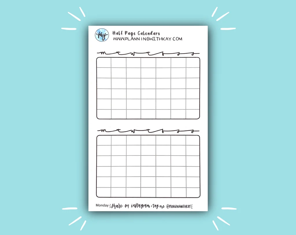 Half Page Calendars