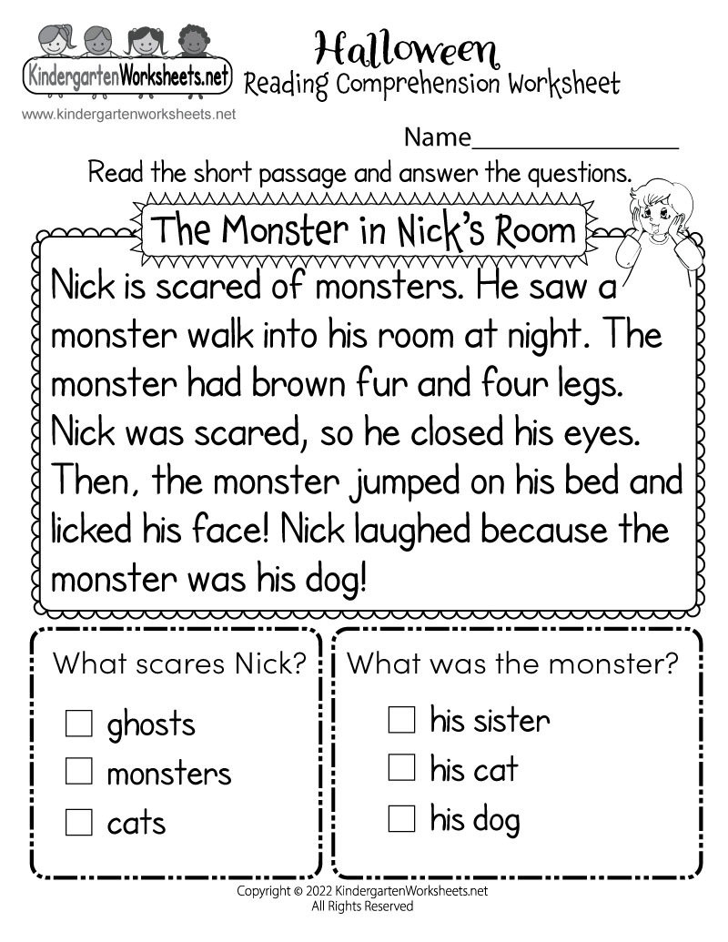 Halloween Reading Comprehension Worksheet Free Printable 