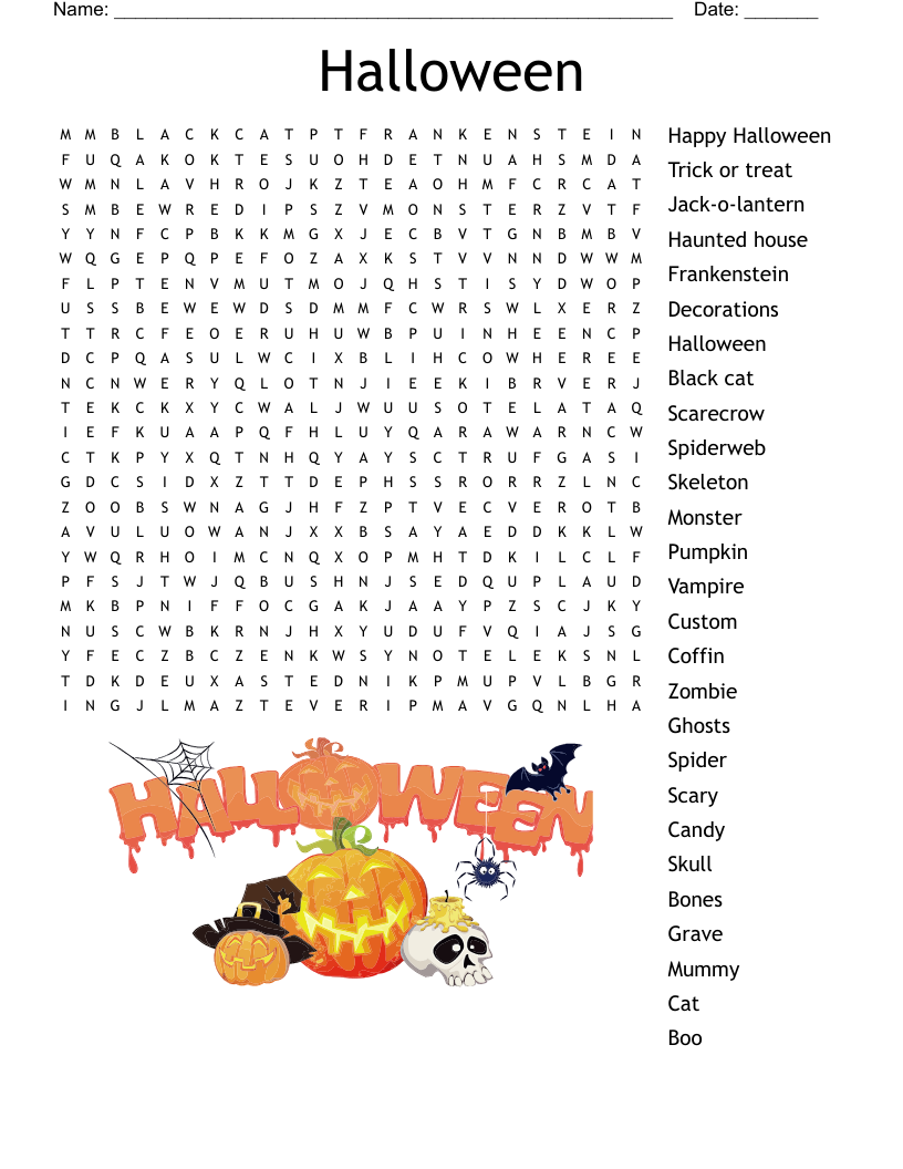 Halloween Word Searches Printable