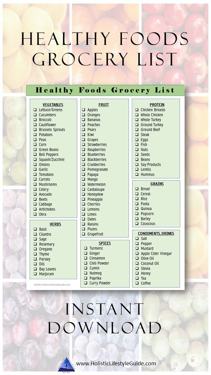 Healthy Foods Grocery List