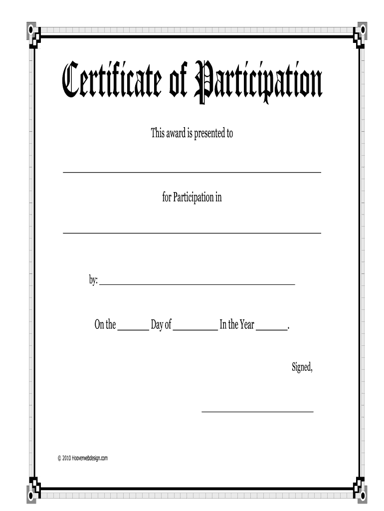 Hooverwebdesign Certificate Participation Form Fill Online 