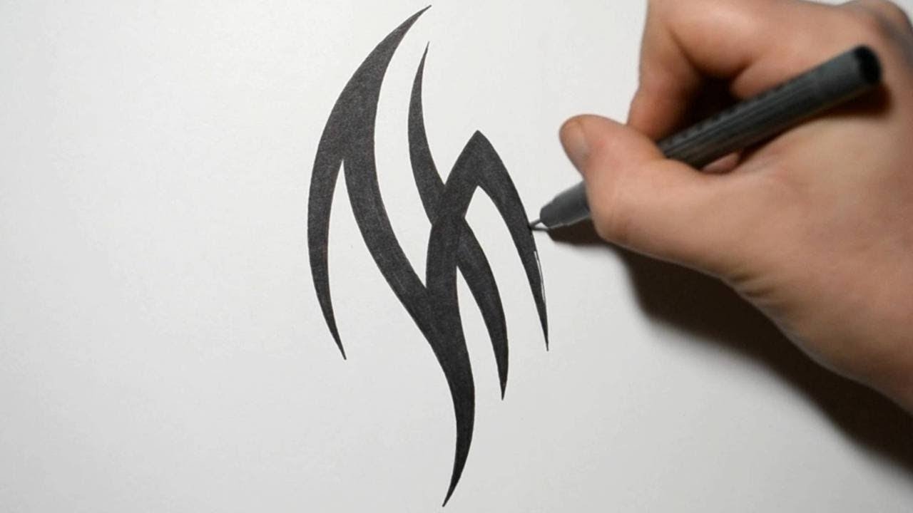 How To Draw A Simple Tribal Tattoo Design REAL TIME DRAWING