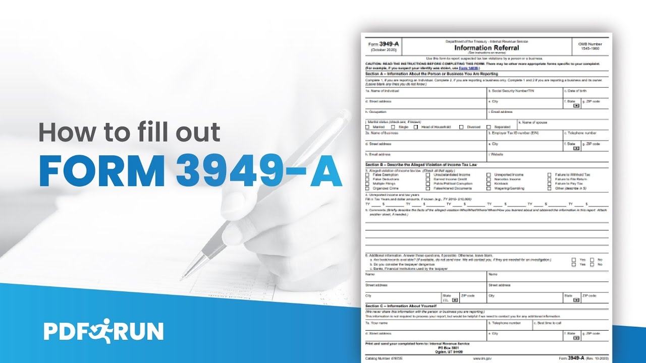 Irs Form 3949-A Printable