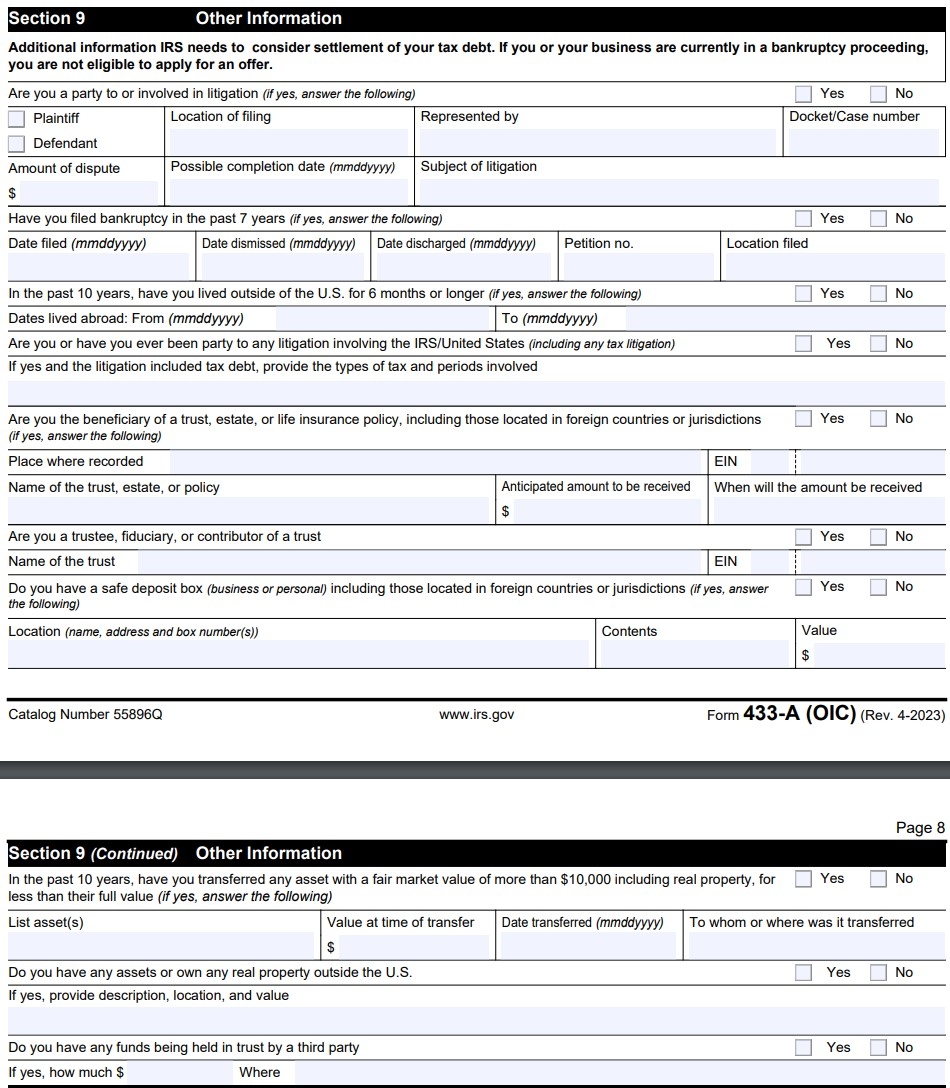 How To Fill Out Form 433 A OIC 2023 Version Detailed 