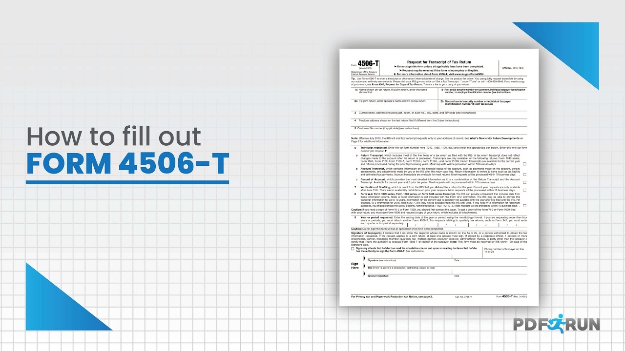 How To Fill out IRS Form 4506 T Online PDFRun