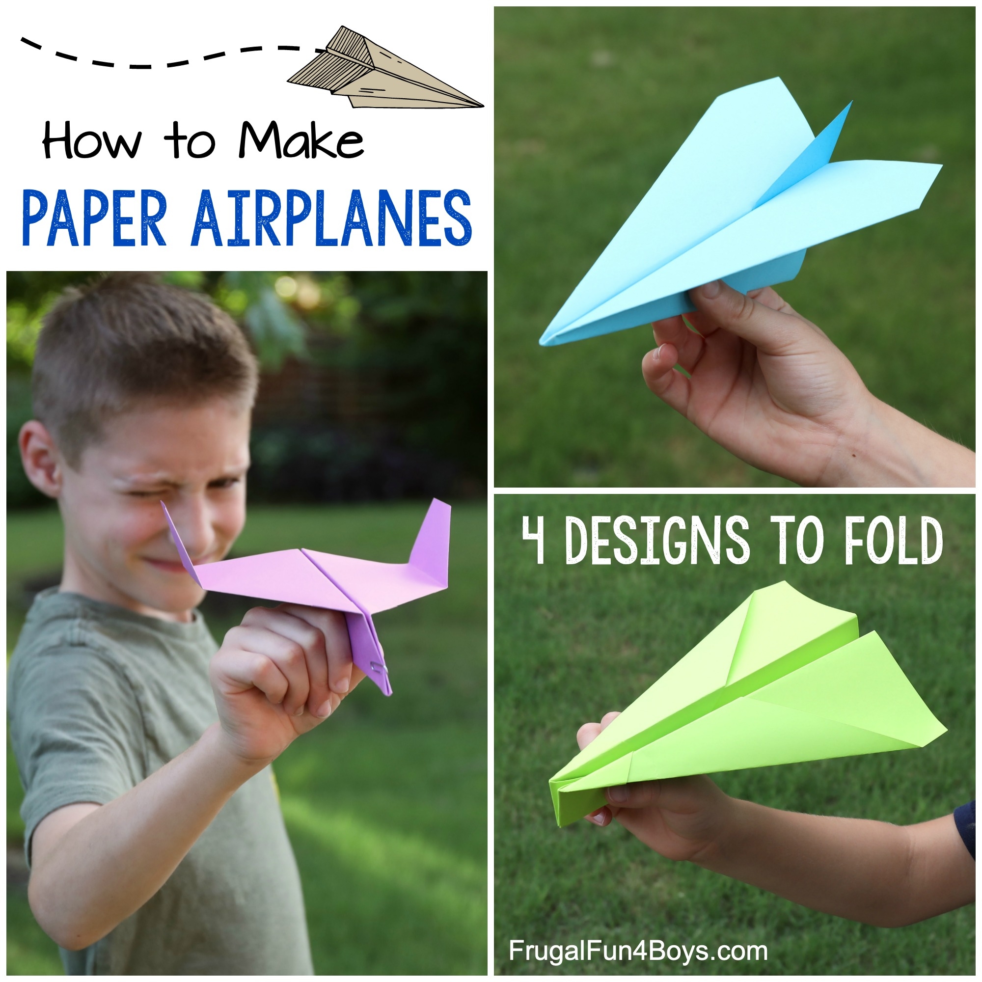 How To Make Awesome Paper Airplanes 4 Designs Frugal Fun For 