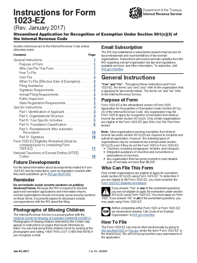 I 1023 Ez PDF 501 C Organization Charitable Organization