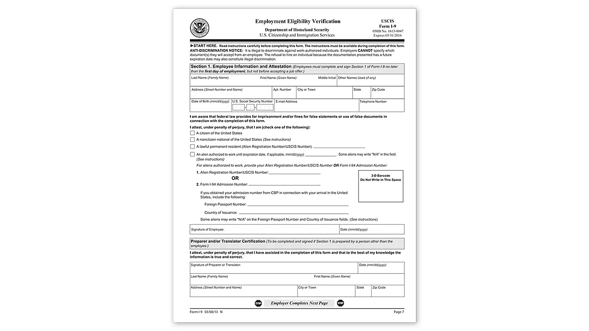I 9 Form Employment Eligibility Verification TF1025