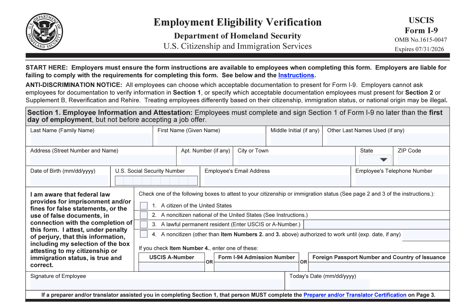 I9 Approved Forms Of Identification Printable