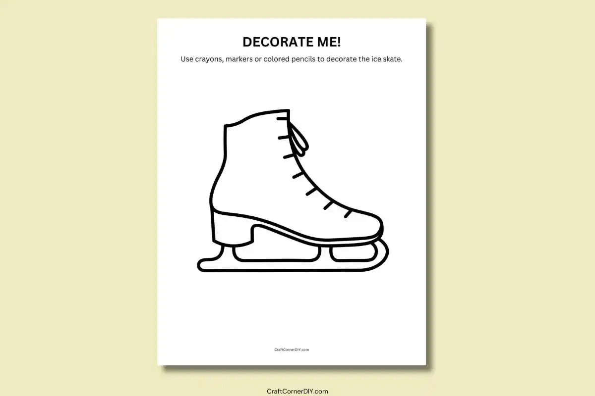 Ice Skate Coloring Page Free Printable Craft Corner DIY