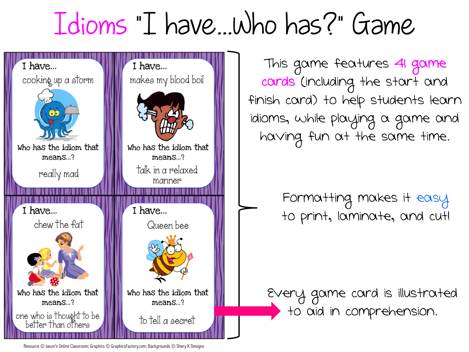 Idioms I Have Who Has Game Made By Teachers