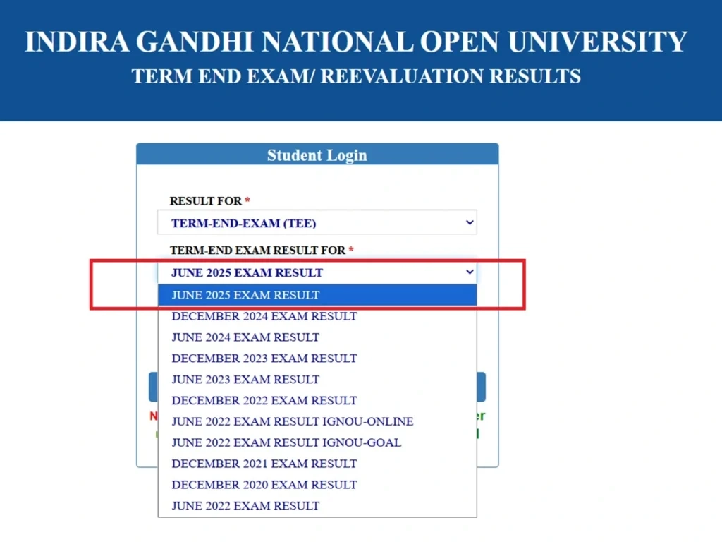 IGNOU TEE June 2025 Result Check Result Available Direct Link 