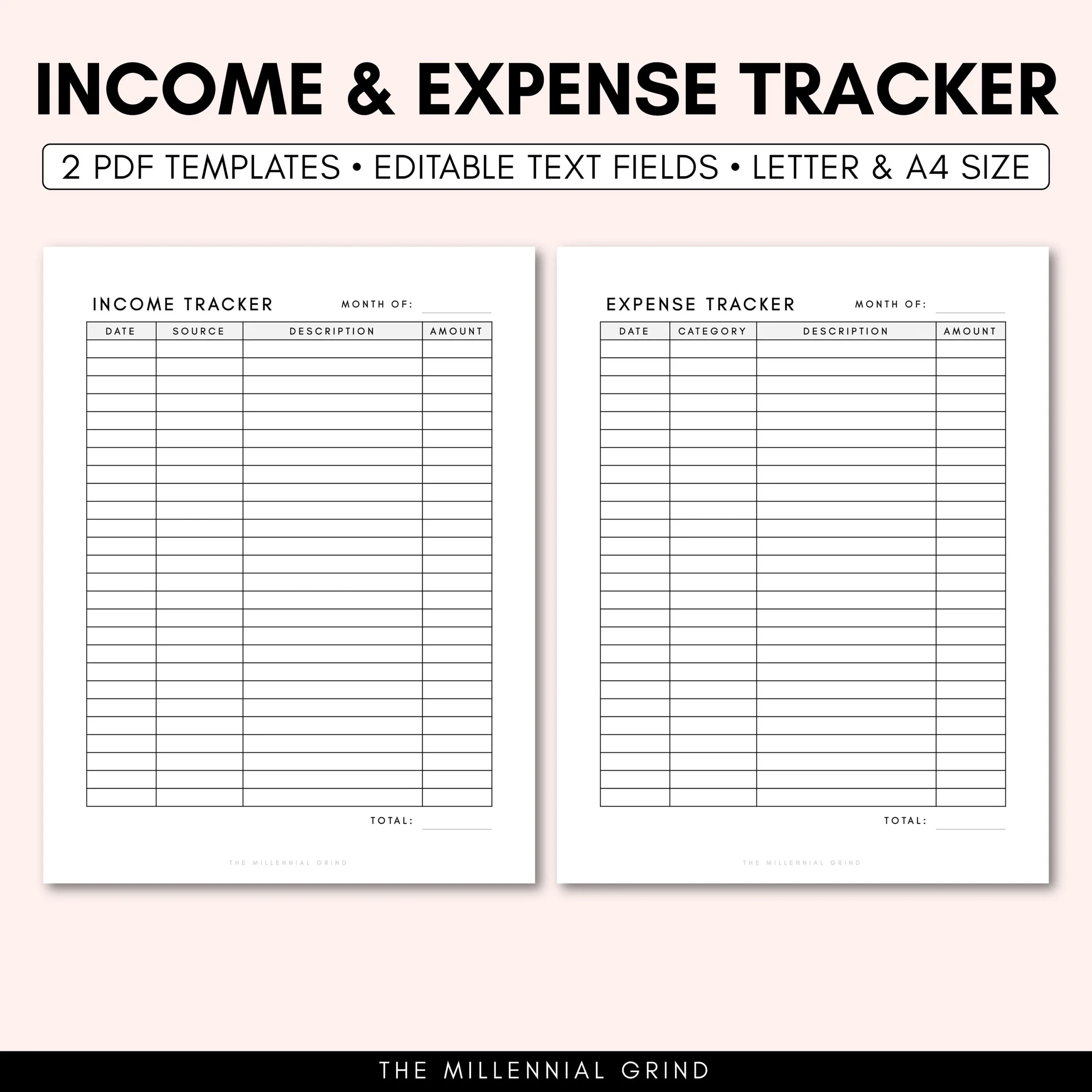 Income And Expense Tracker Printable Expense Tracker PDF 