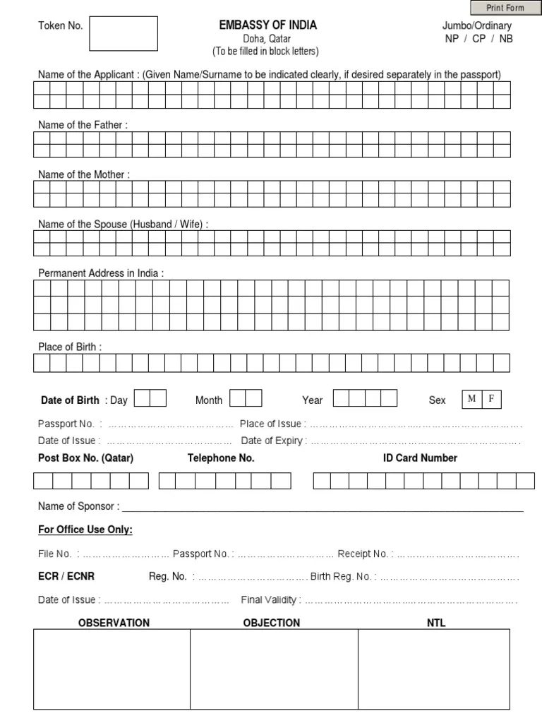 Indian Passport Application Form PDF National Security 