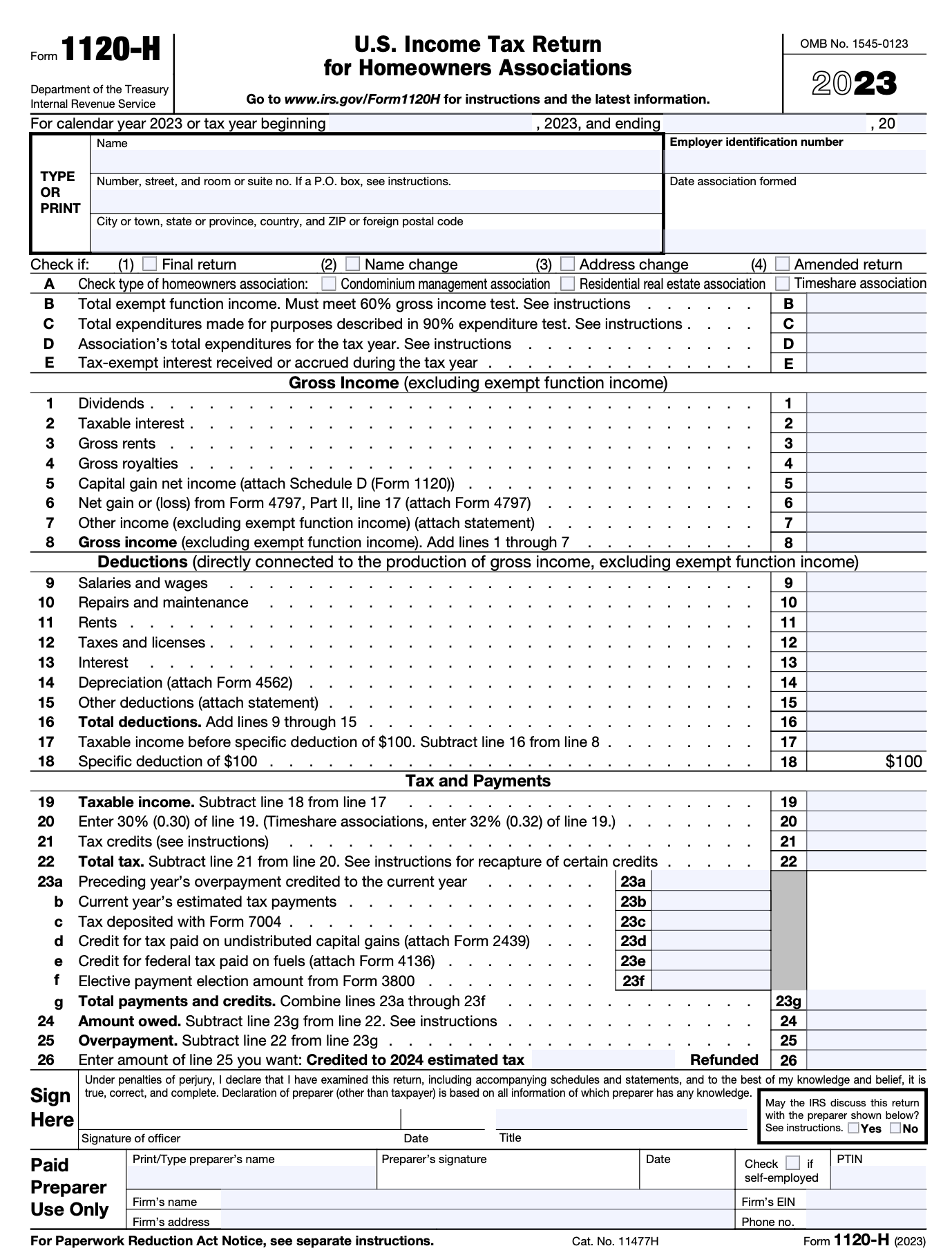 Instructions For Filling Out Form 1120 H Step by Step Guide 