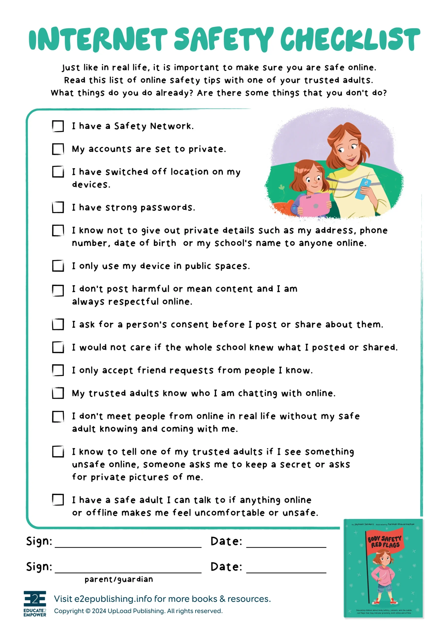 Internet Safety Checklist For Kids Free Poster amp Activity Sheet 
