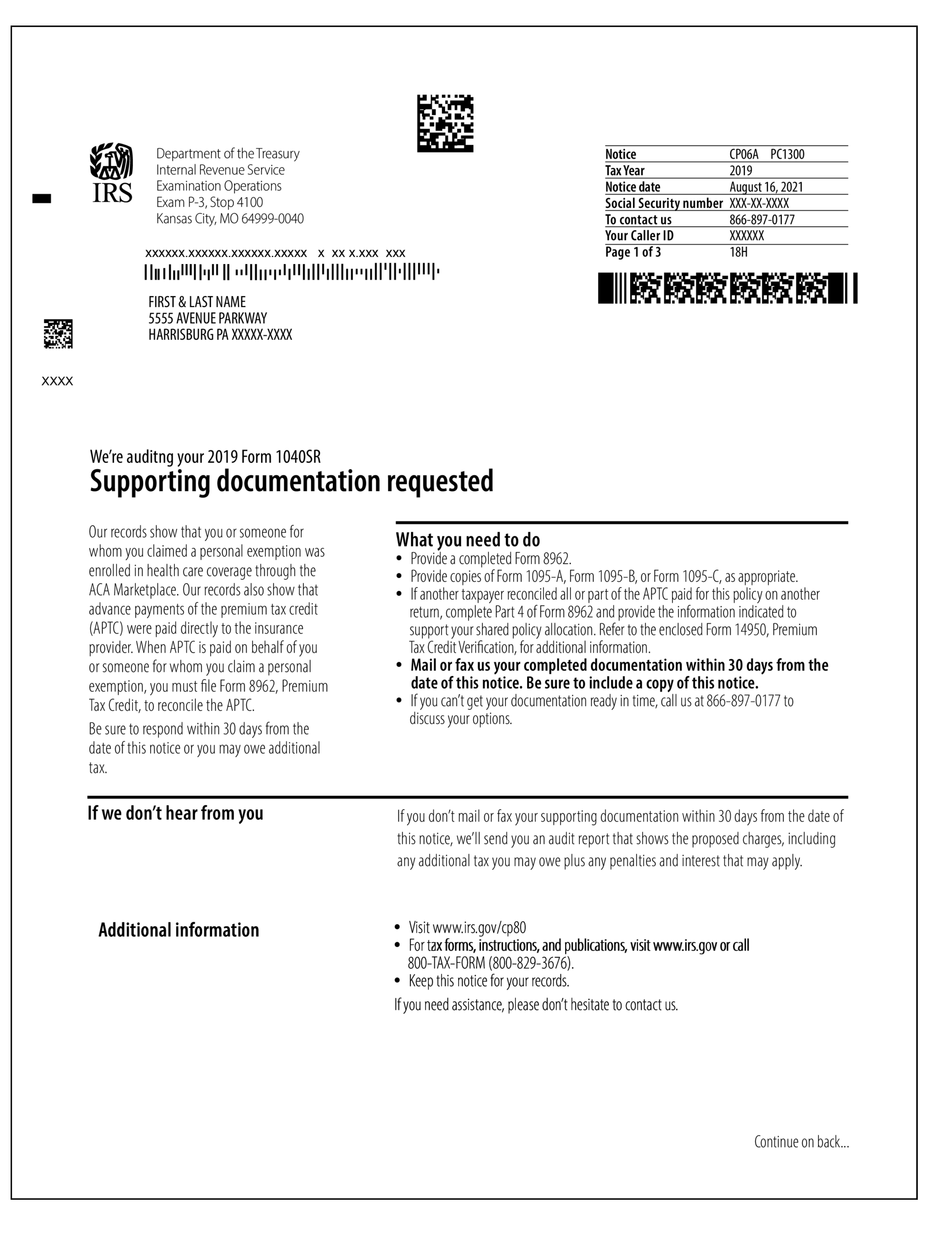 IRS CP06A Auditing Your Tax Return And Need Documentation